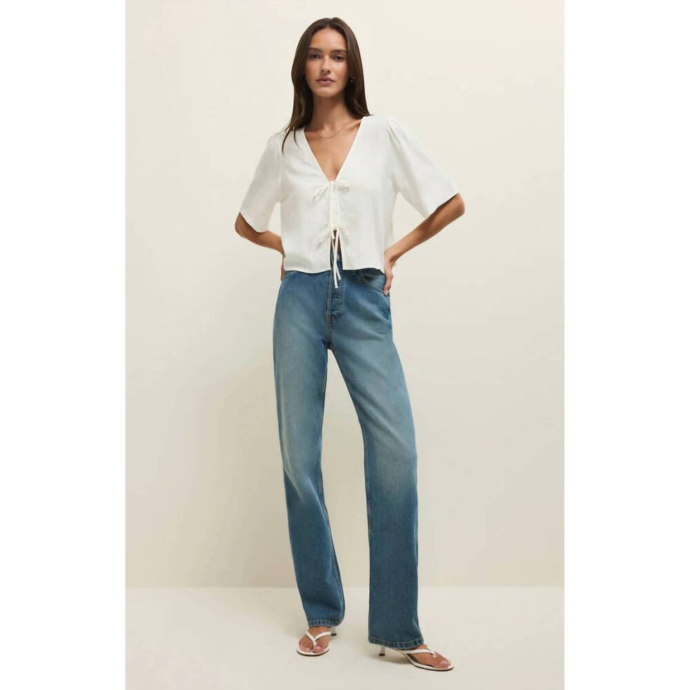 NEW Z SUPPLY la belle linen cropped top in white - Picture 4 of 4